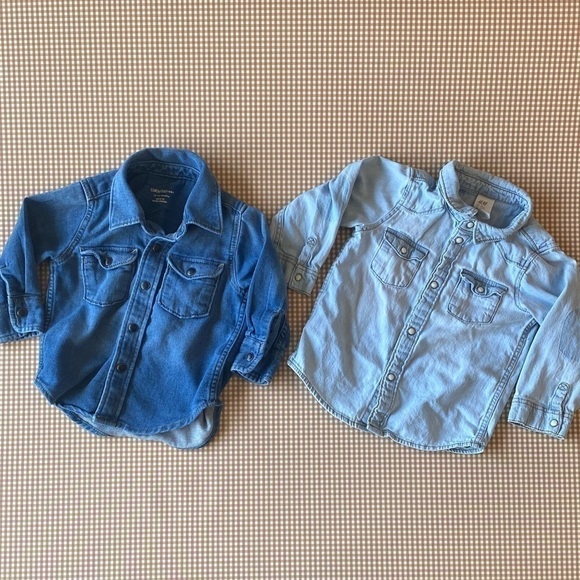 Set of 2 denim like shirts. Size 9-12 / 12-18 months - Picture 2 of 13
